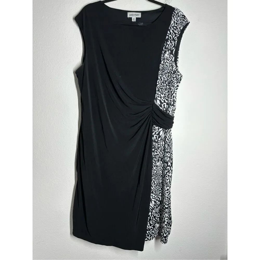 Shelby and Palmer Black White Synched Sided Sleeveless Sz 2X Animal Print Trim